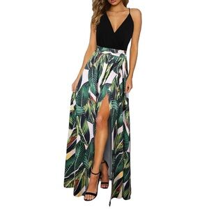 🆕 Newshows Summer XL Maxi Dress Spaghetti Strap Boho Palm Floral